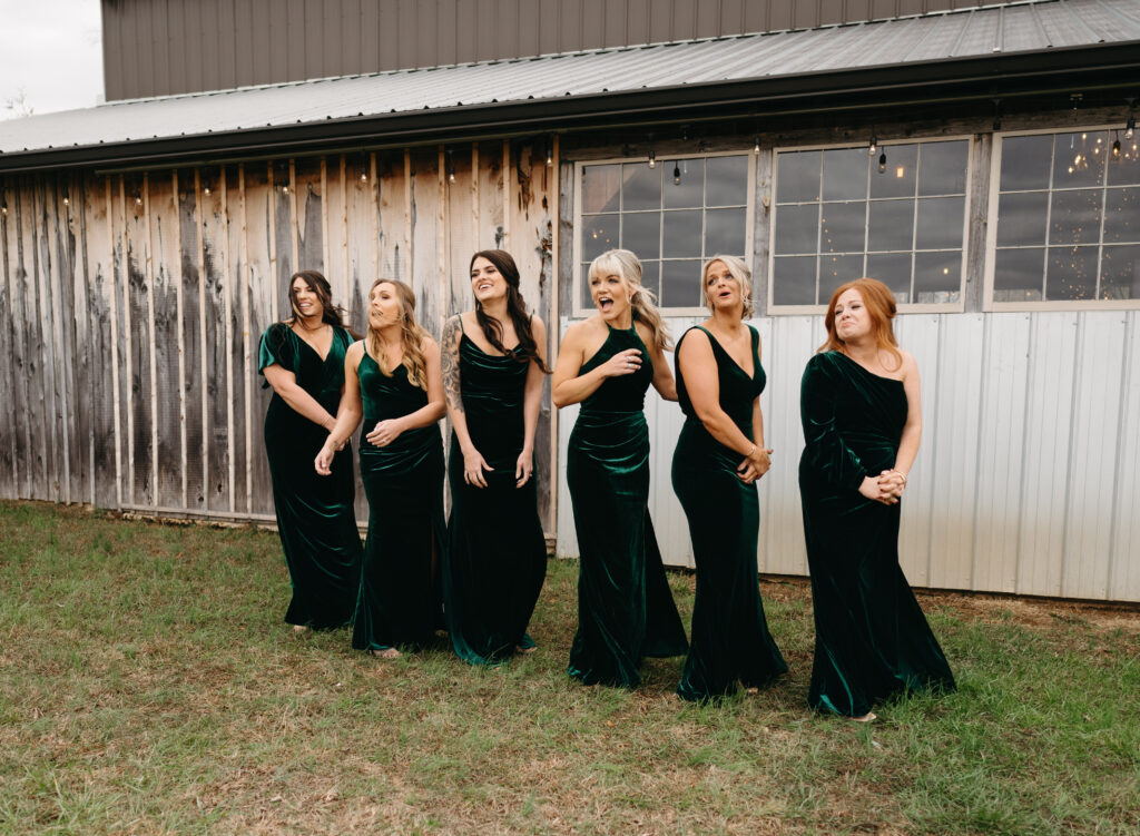 Winter wedding bridesmaids