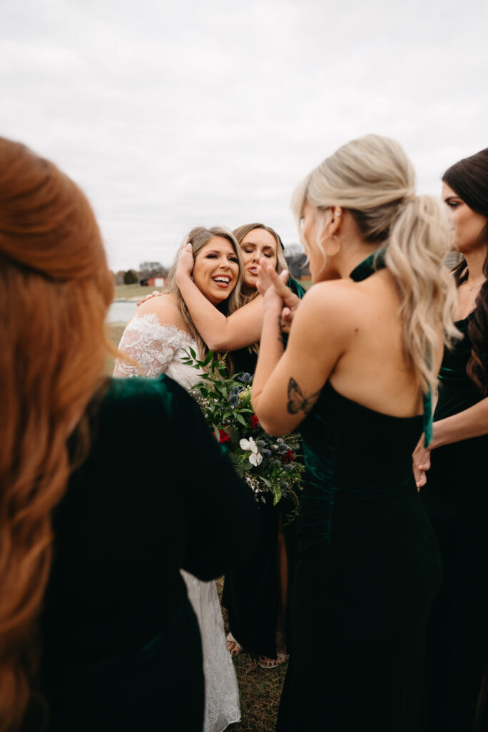 Winter wedding bridesmaids