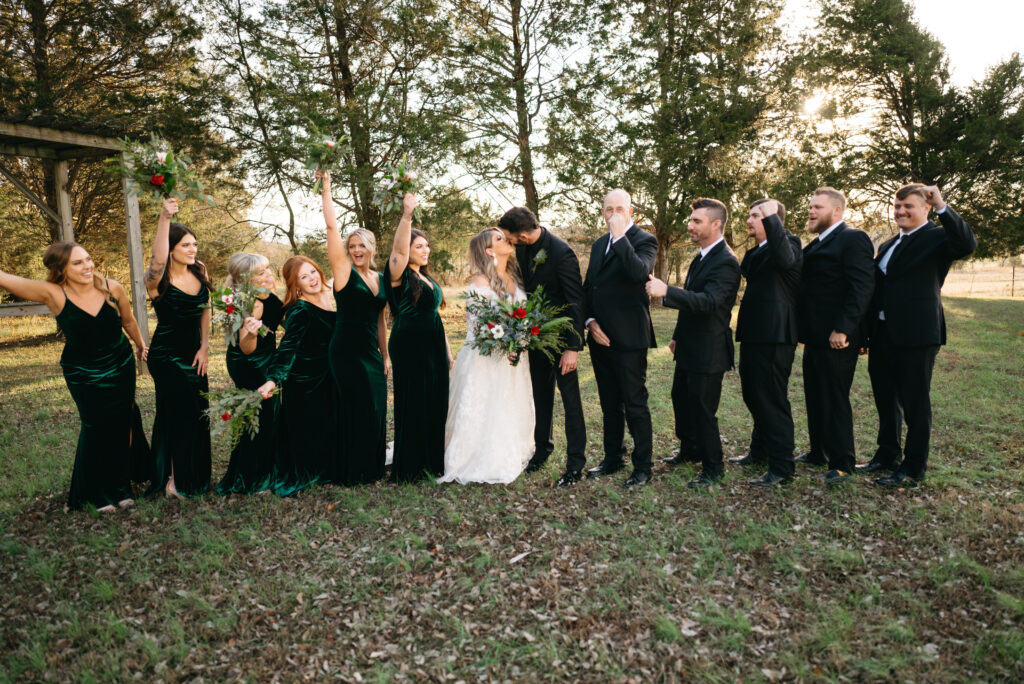 Bridal party at winter wedding