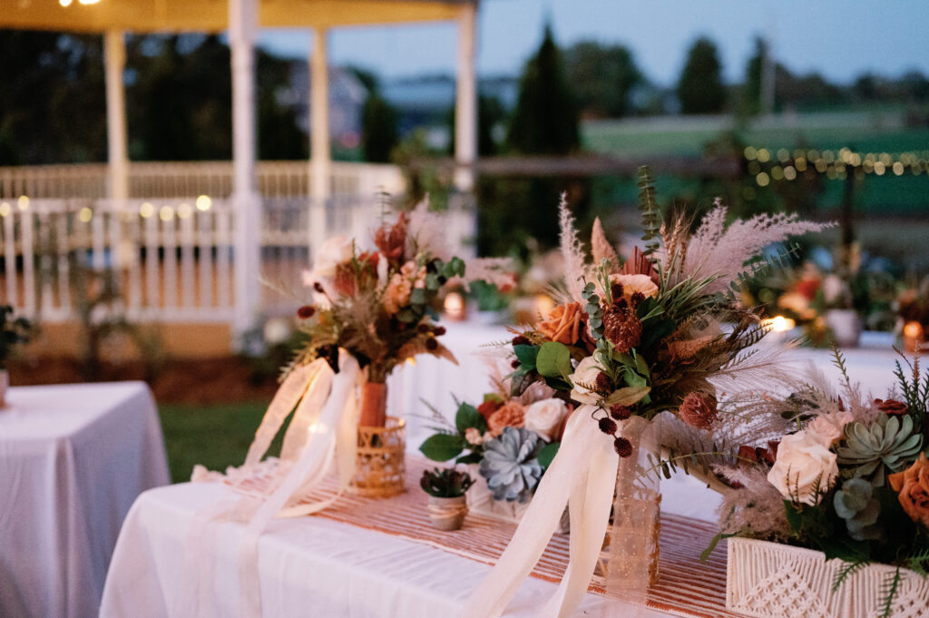 Rustic wedding details at a backyard wedding