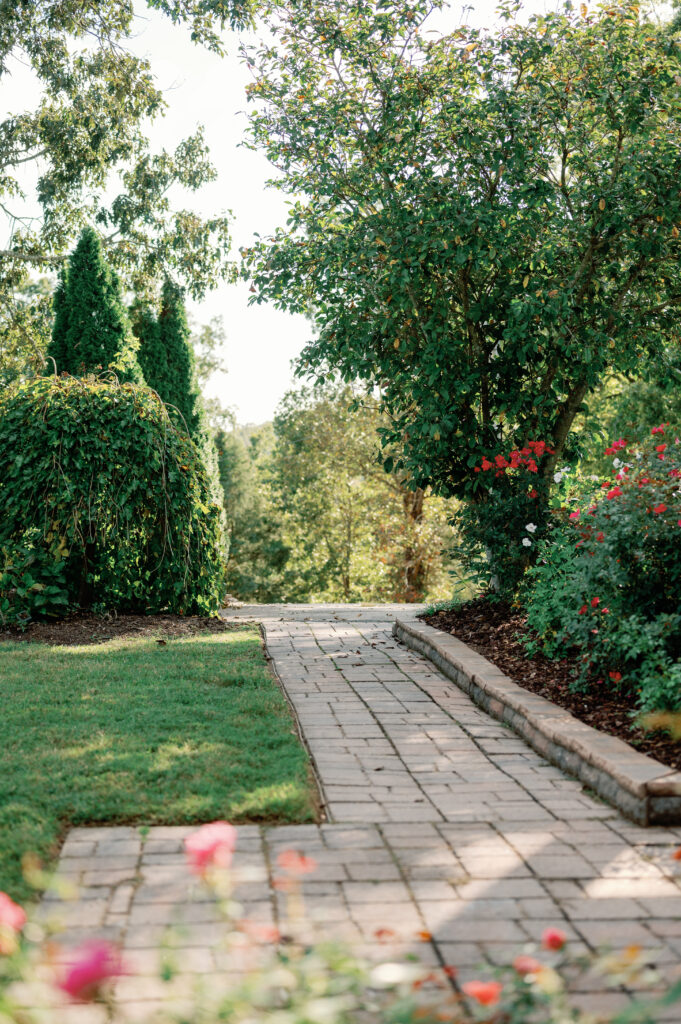 Southern landscaping at a wedding venue. 