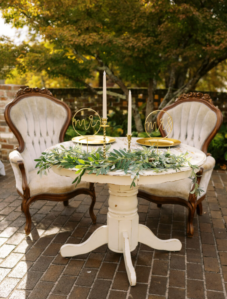 Sweetheart table at Maple Grove Estate wedding venue.