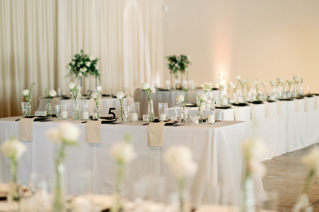 Black and white wedding decor