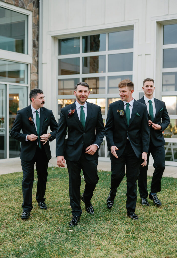 Groom and Groomsmen at Ruby Cora wedding venue. 