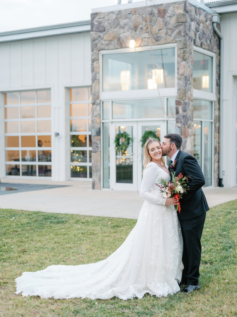 Bride and groom at their wedding. 