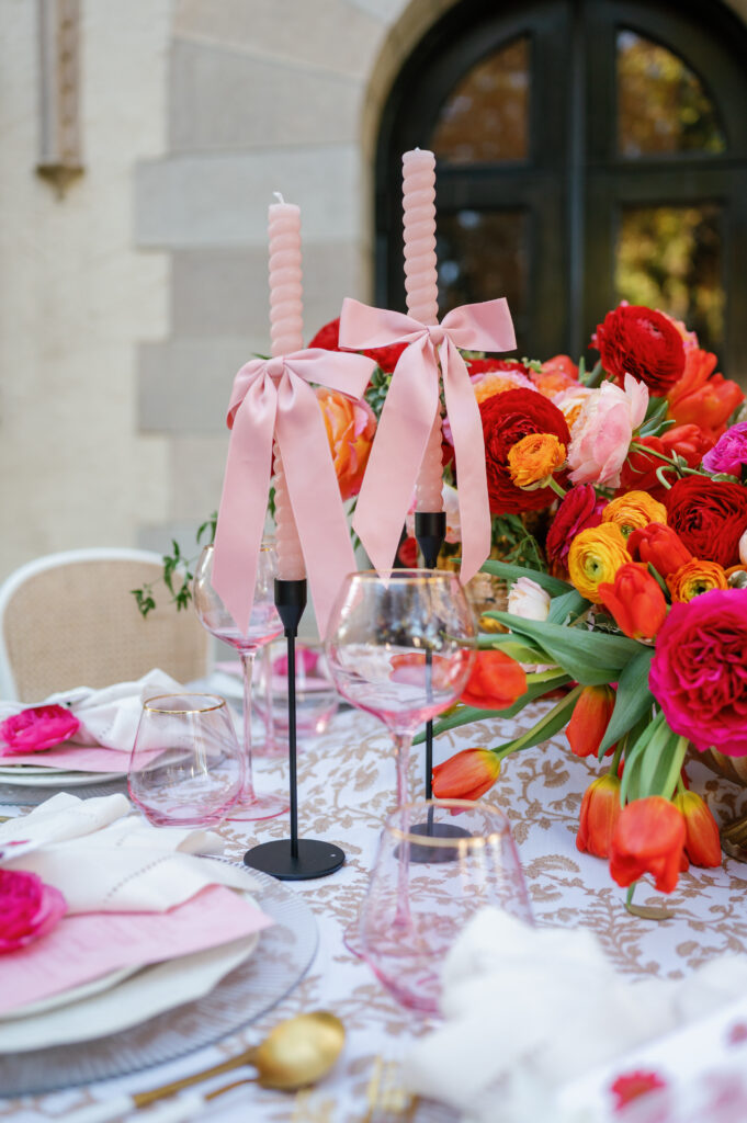 Pink toned wedding florals