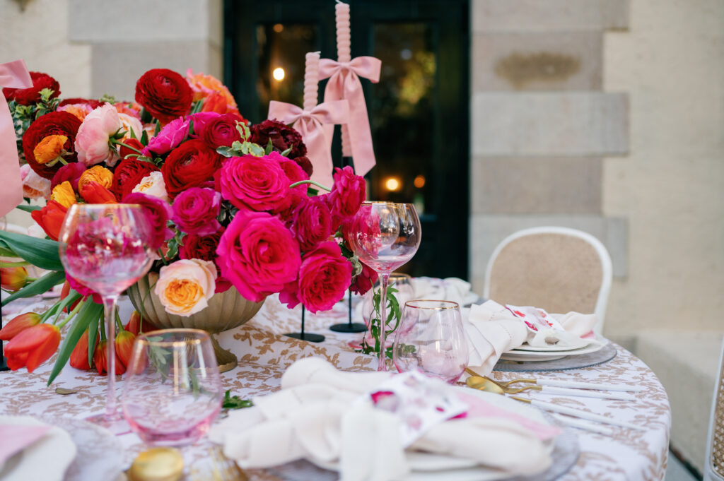 Pink wedding florals 