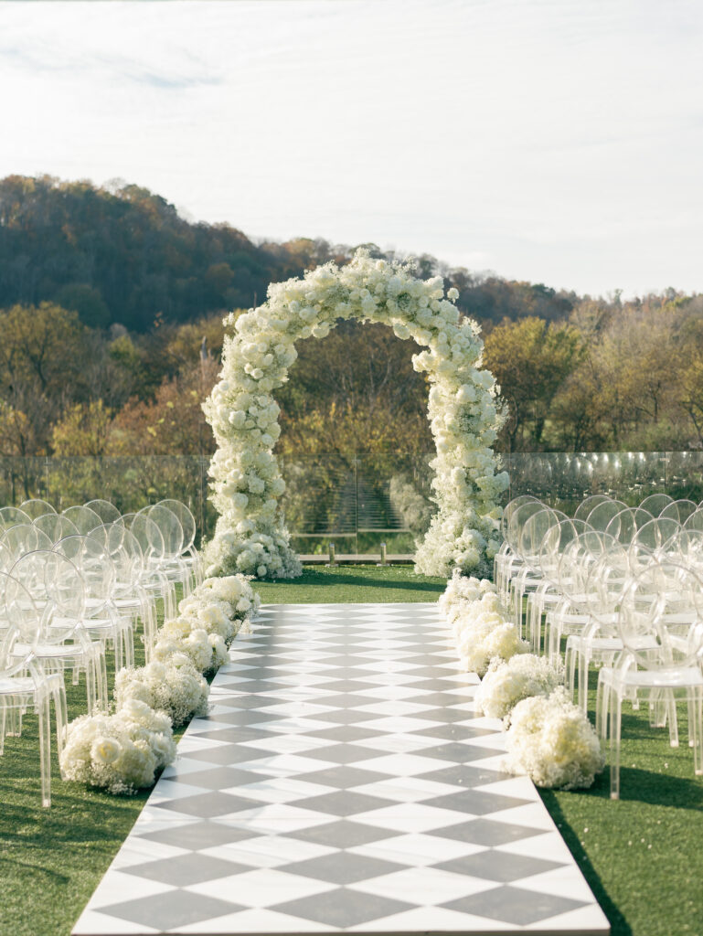 Floral arch at Diamond Creek Farms wedding